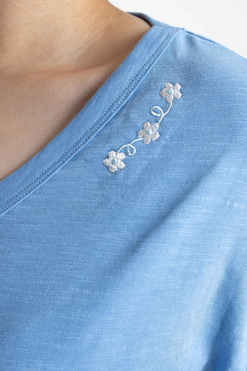 The Oversized Airy Blue Floral T-shirt